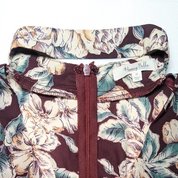 Honey Belle Floral Print Maxi Dress in Burgundy - Picture 9 of 15